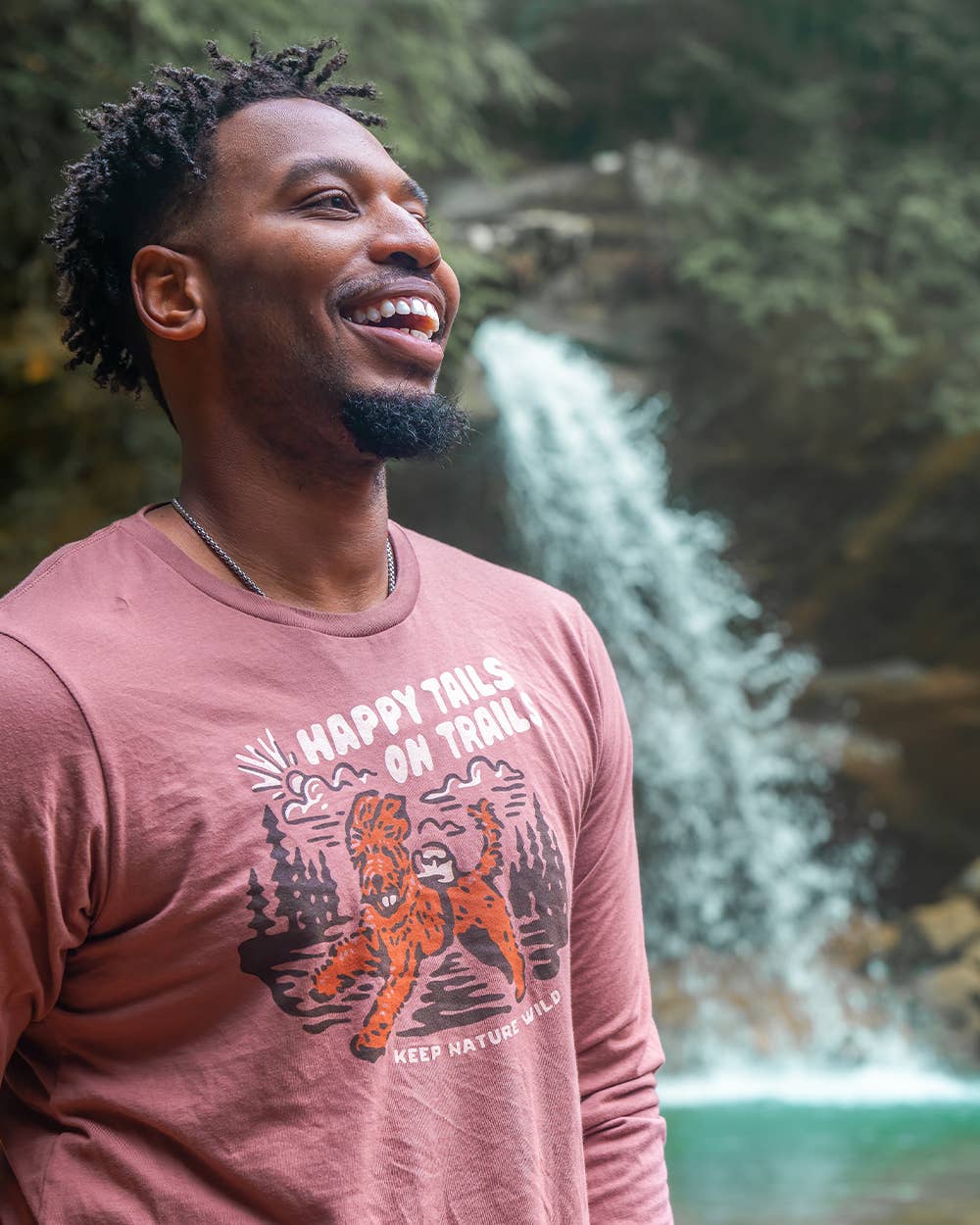 Happy Tails on Trails Forest Unisex Longsleeve Tee | Redwood