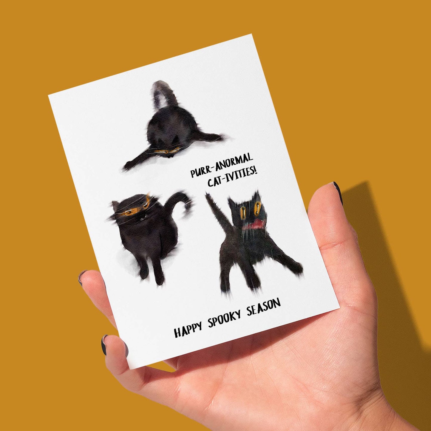 Spooky Black Cats purr-anormal cat-ivities - Funny Halloween Card