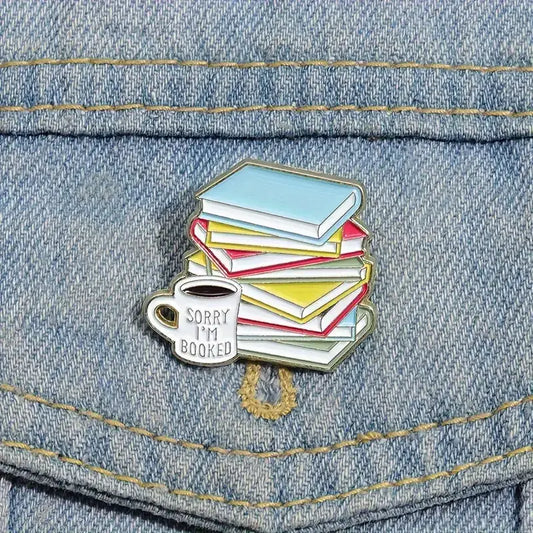 Sorry I'm Booked" Enamel Pin – Book Lover's Badge