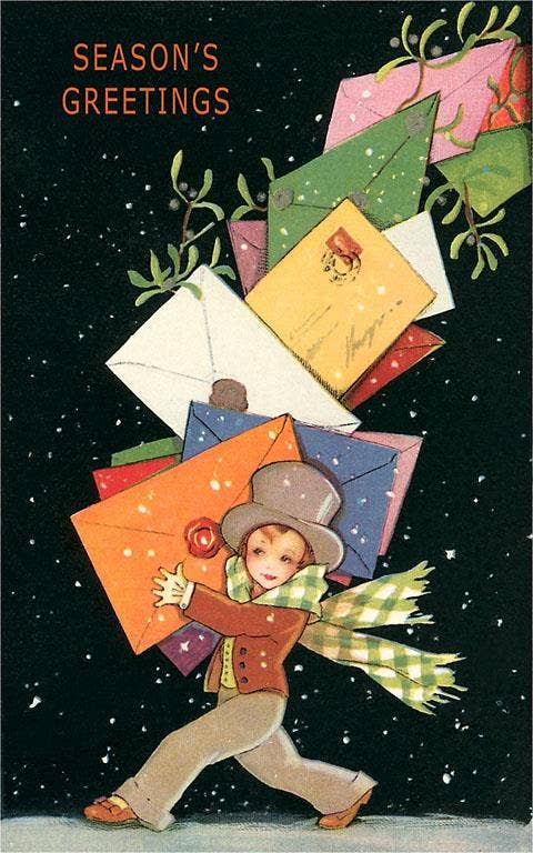 Greeting Card MC-600 Season's Greetings, Victorian Boy with
