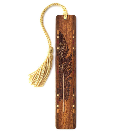 Feather Handmade Engraved Wooden Bookmark