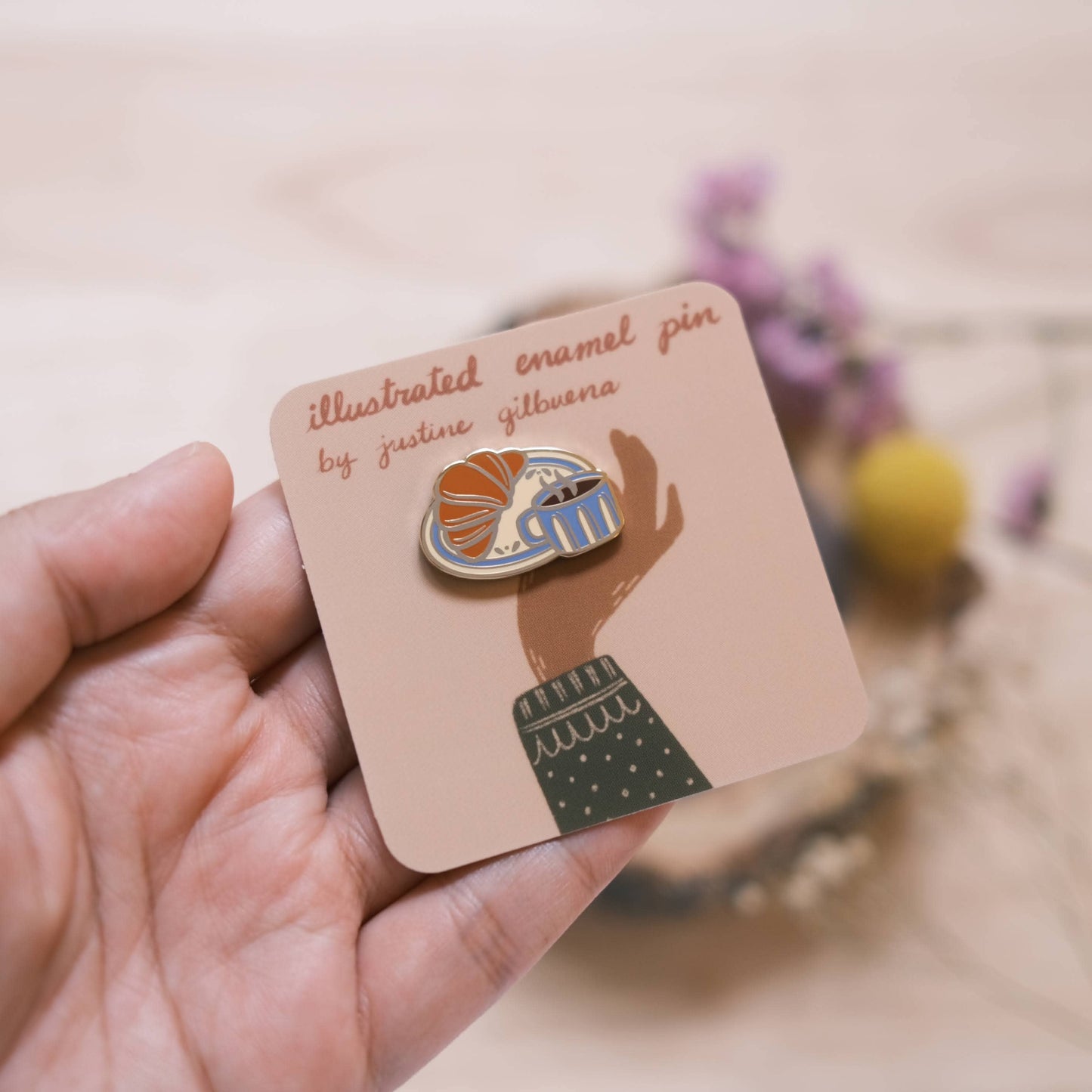 Croissant Enamel Pin