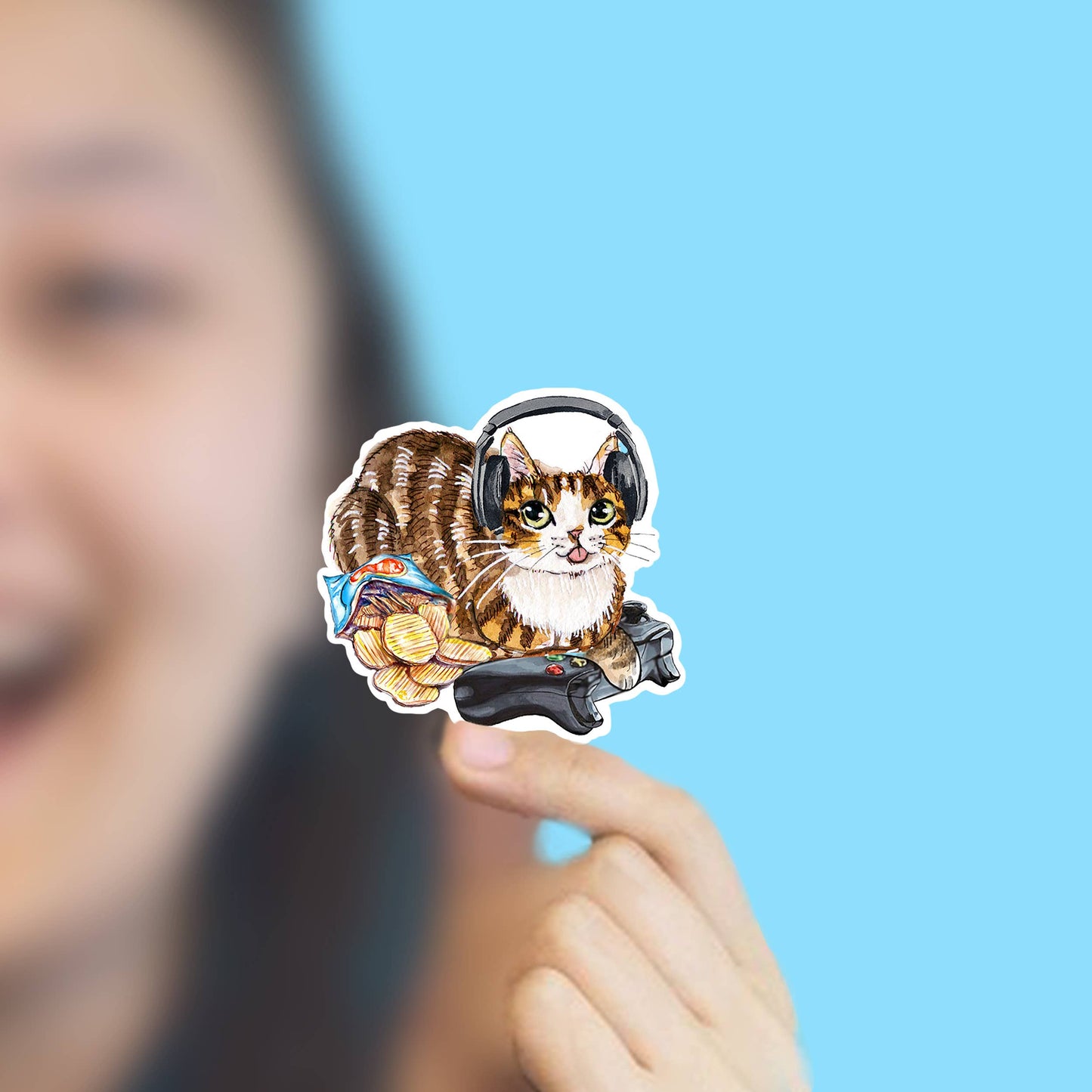 Video Gaming Cat - Nerdy Vinyl Sticker