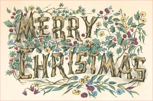 Greeting Card MC-564 Merry Christmas in Logs and Branches