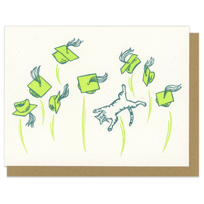 Graduation Caps/Cat Greeting Card