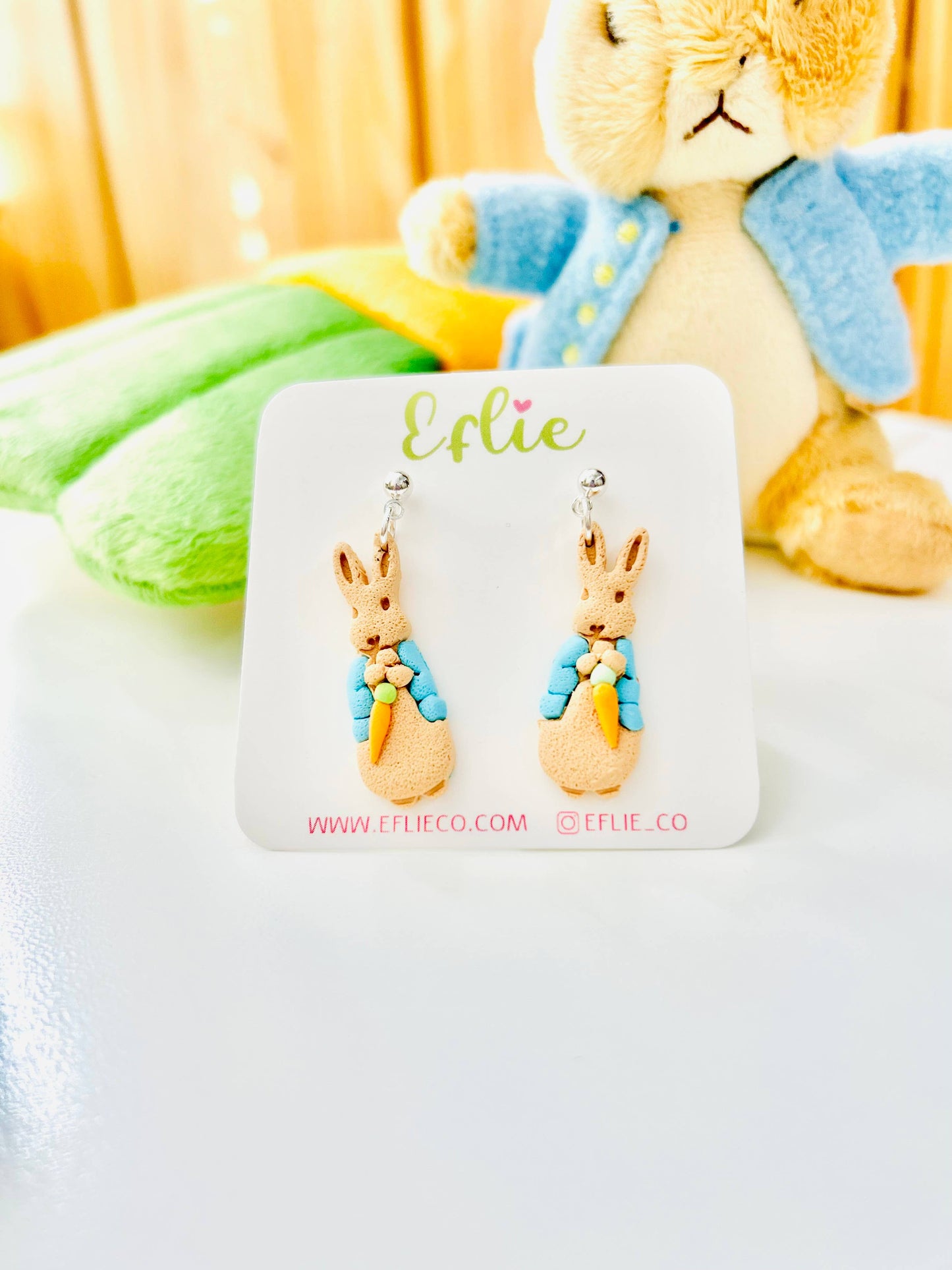 Easter Rabbit Book Bunnies Earrings Cute Bunny Hold Carrot D