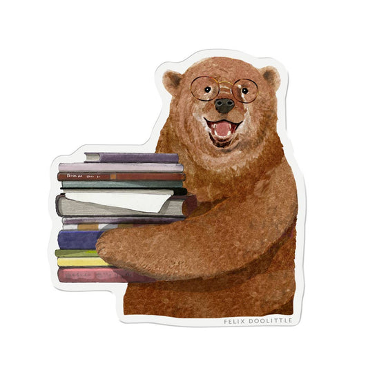 Reading Bear Vinyl Sticker