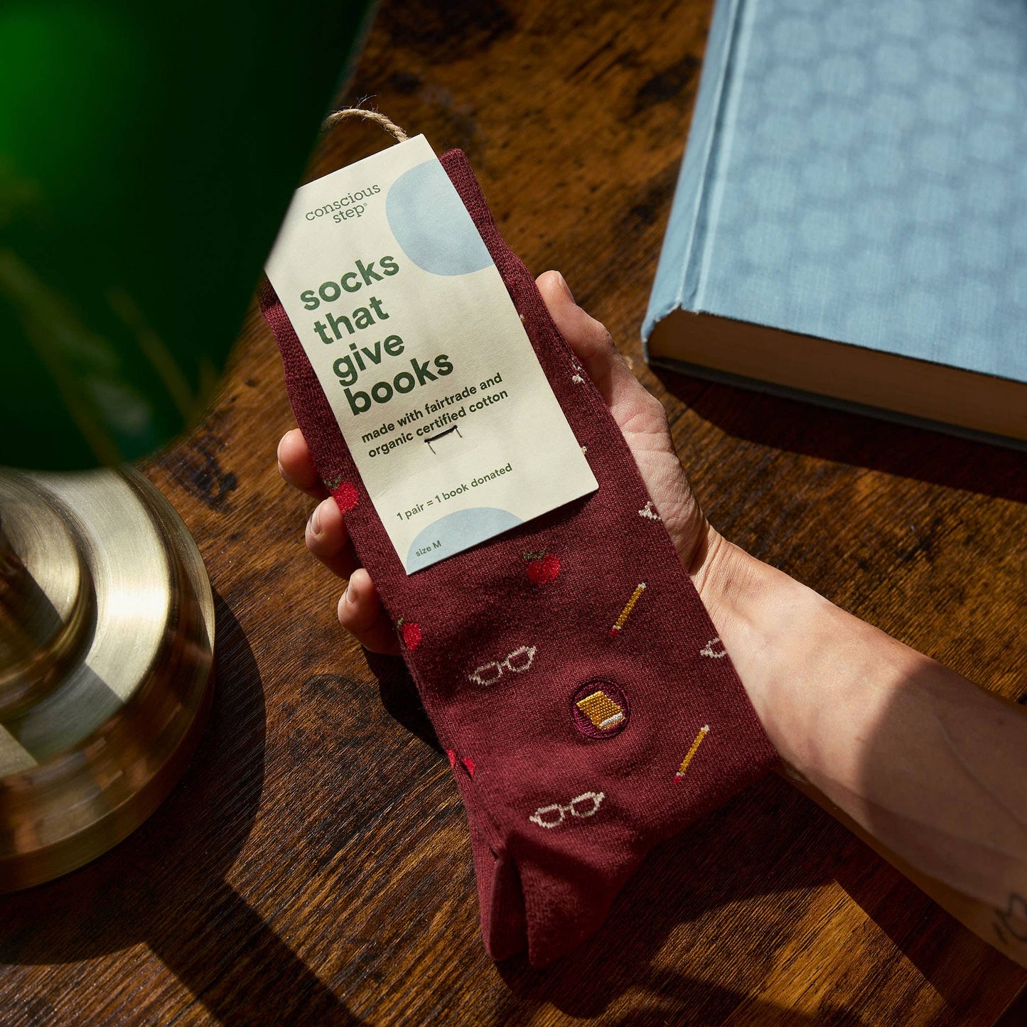 Socks that Give Books (Red Apples, Pencils, and Glasses)