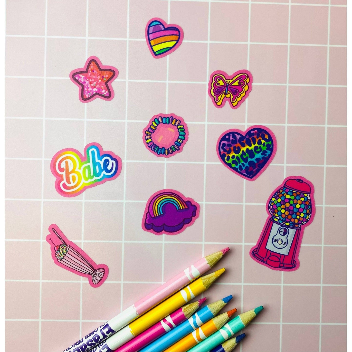90s Retro Sticker Sheet - Nineties Girl Sticker Sheet
