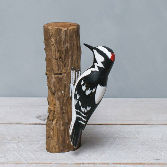 Downy Woodpecker - 9.5"H  -Carved Wooden Figurine