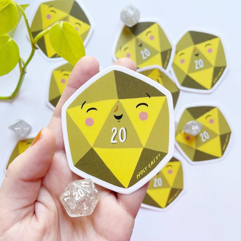 Holy Crit! D20 Dungeons and Dragons Dice Vinyl Sticker