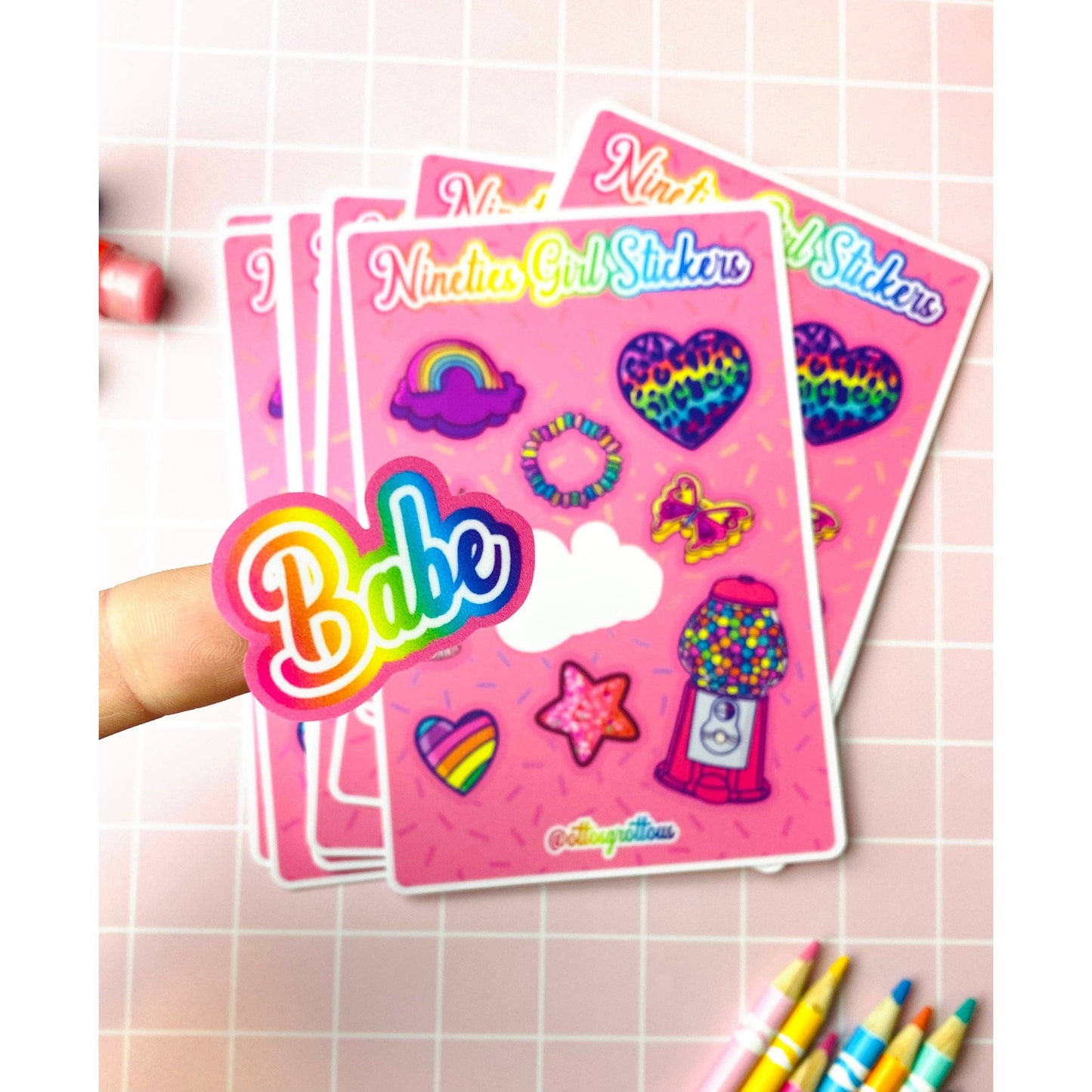 90s Retro Sticker Sheet - Nineties Girl Sticker Sheet