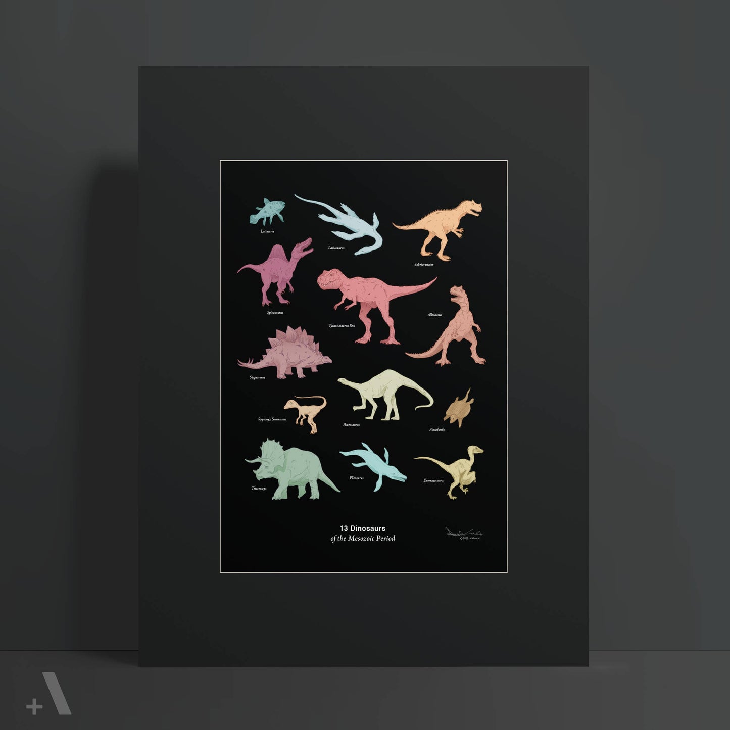 Dinosaurs of the Mesozoic Period / Poster Art Print