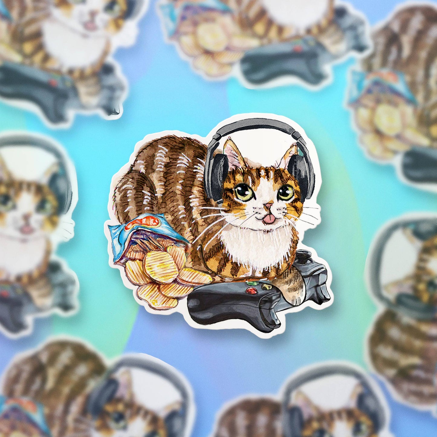 Video Gaming Cat - Nerdy Vinyl Sticker