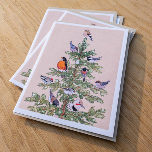 Sparkly Winter Birds Greeting Card 100% Recycled Paper