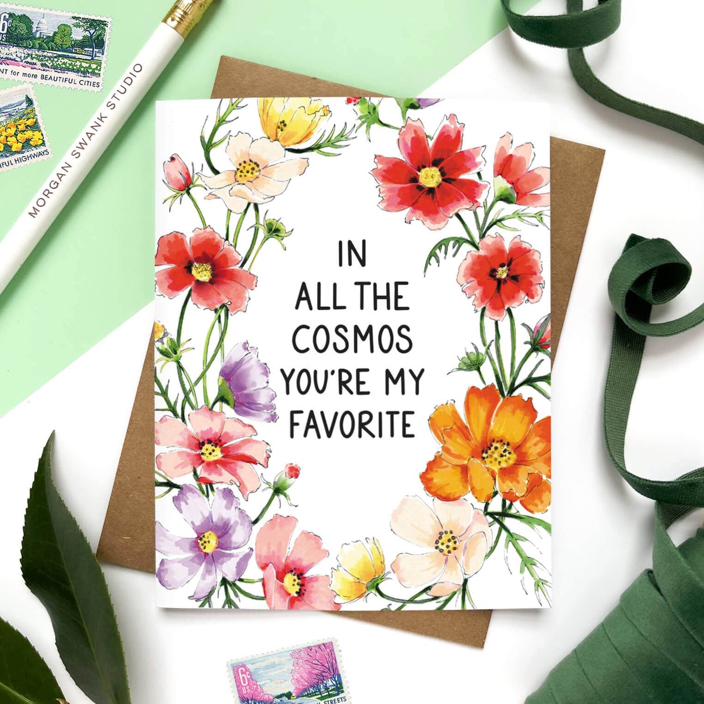In All The Cosmos | Punny Floral Encouragement Card