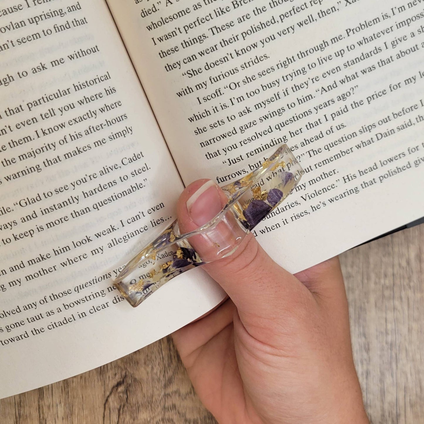 Floral Book Page Holder (Gold and Purple)