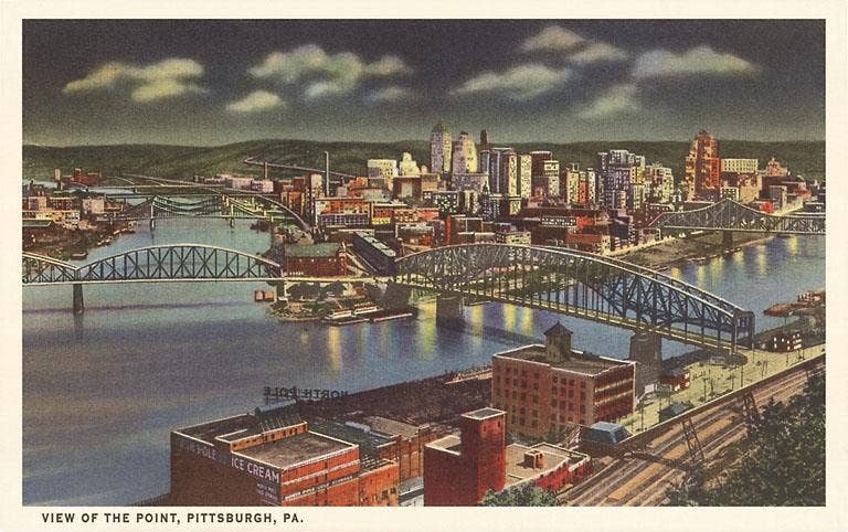 Postcard WP-159 Night over the Point, Pittsburgh, Pennsylvan