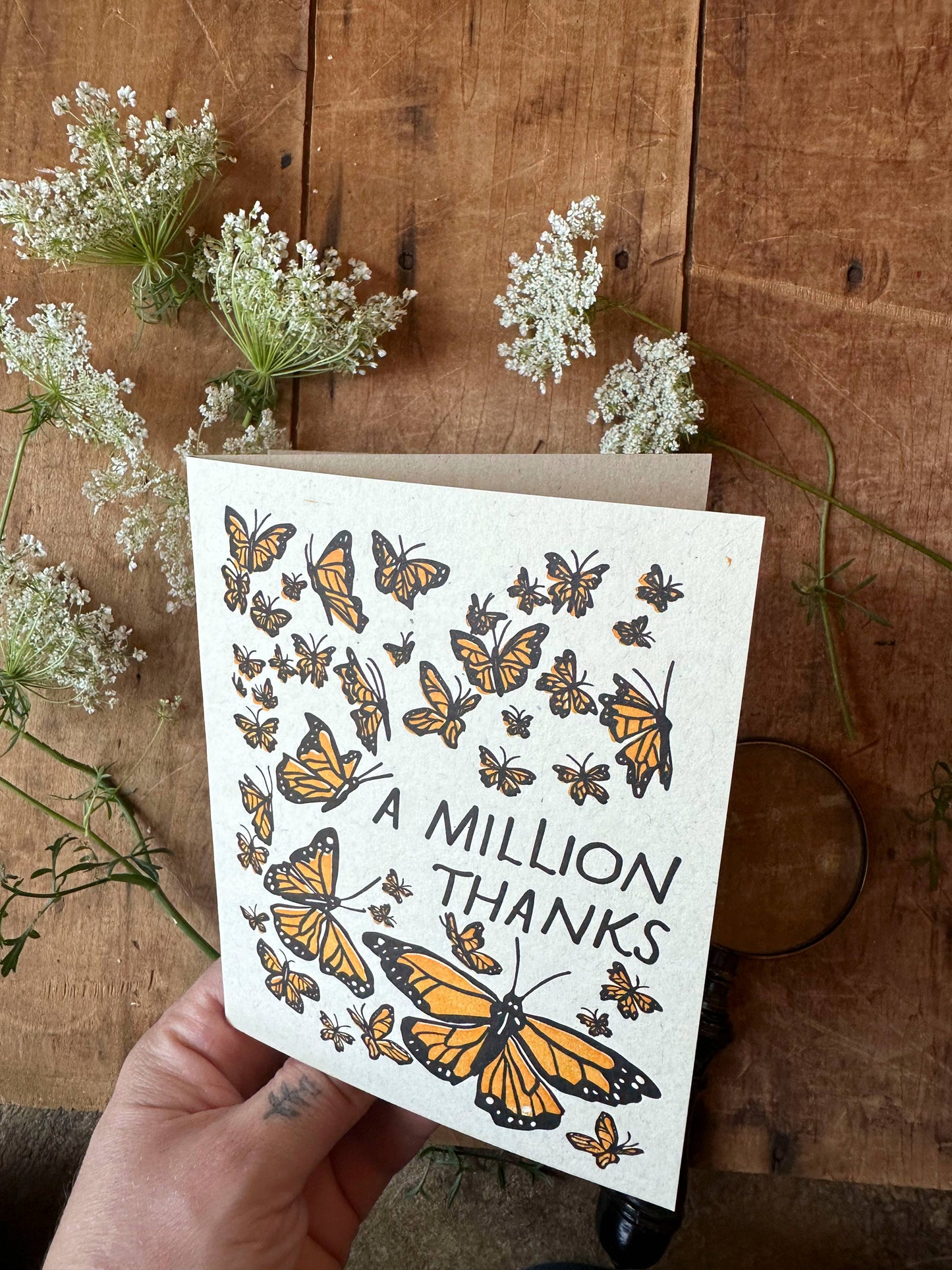 Million Thanks Butterfly Letterpress card