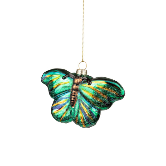 Green and Blue Glass Butterfly Ornament