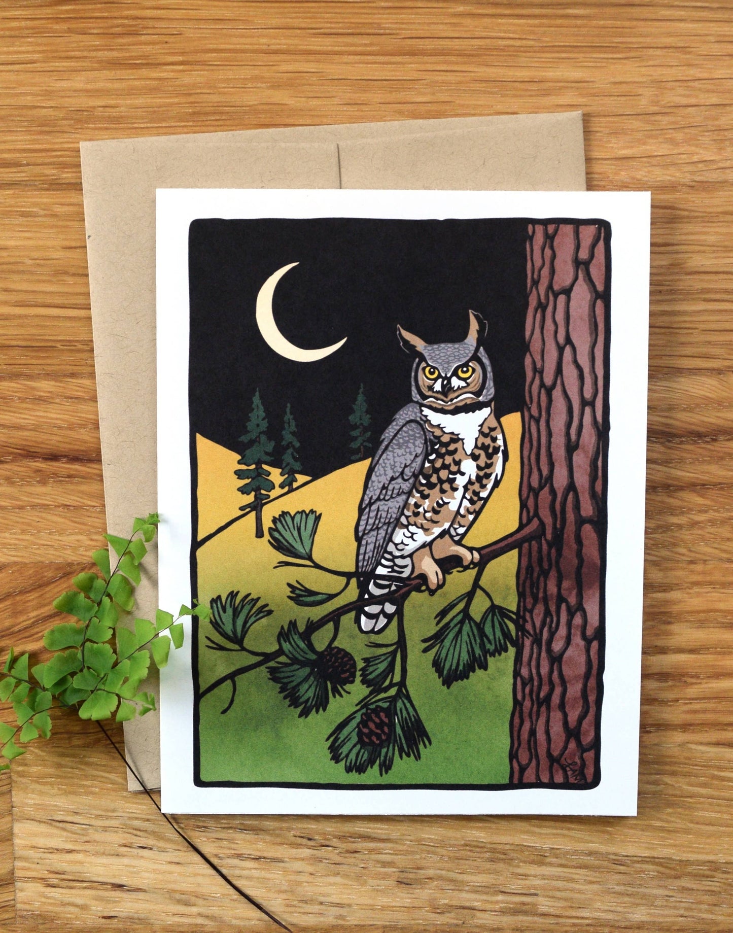 Great Horned Owl Greeting Card 100% Recycled Paper