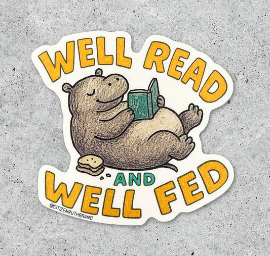 Well Read and Well Fed vinyl sticker