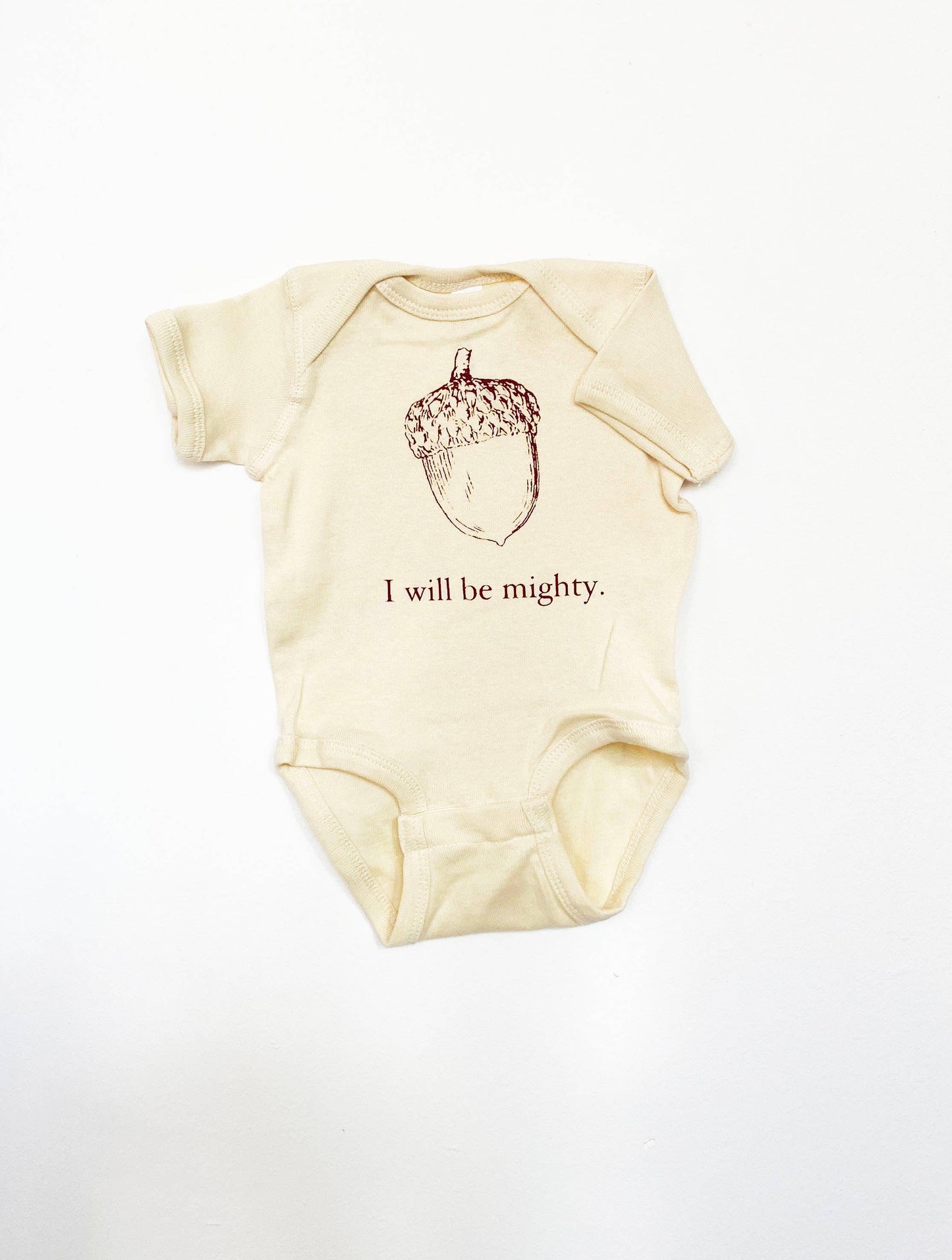 I Will Be Mighty Cute Baby Bodysuit with Acorn