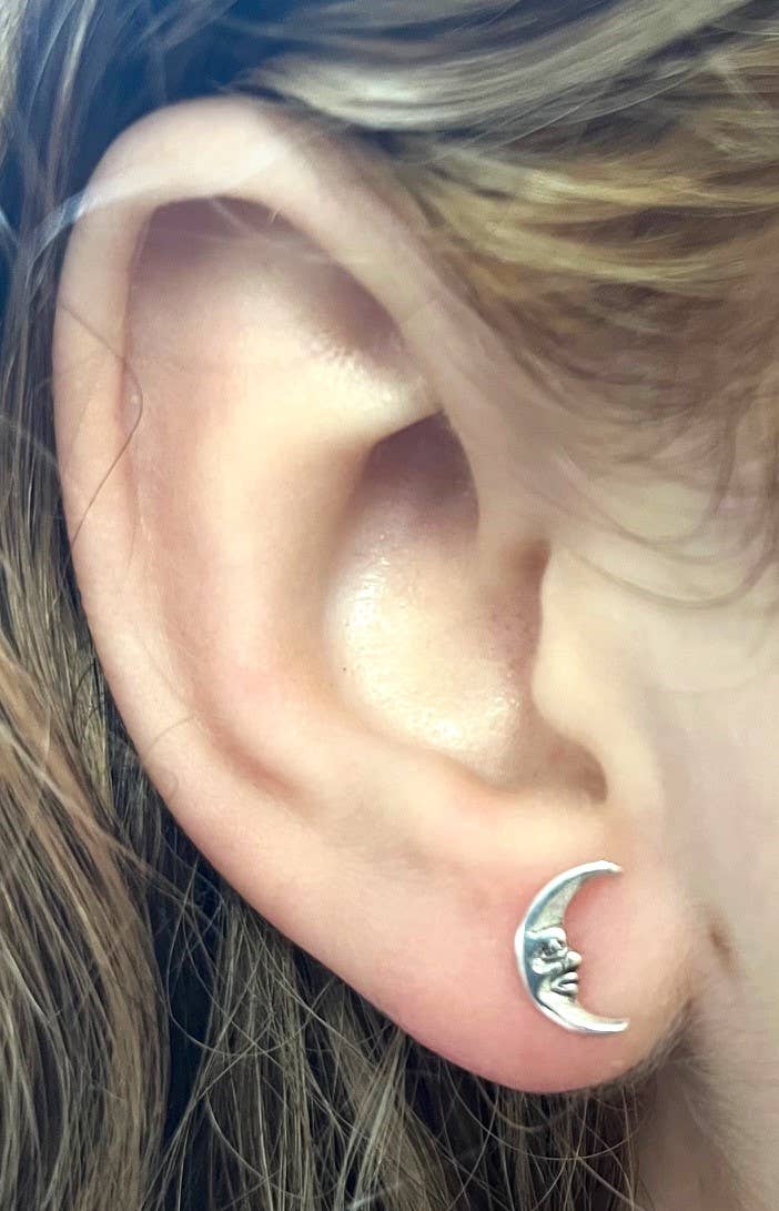 Star and Moon Book Lovers Studs - Sterling Silver