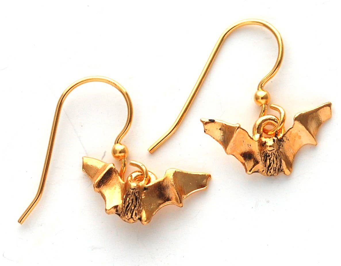 Bat Dangle Earrings gold Natural History