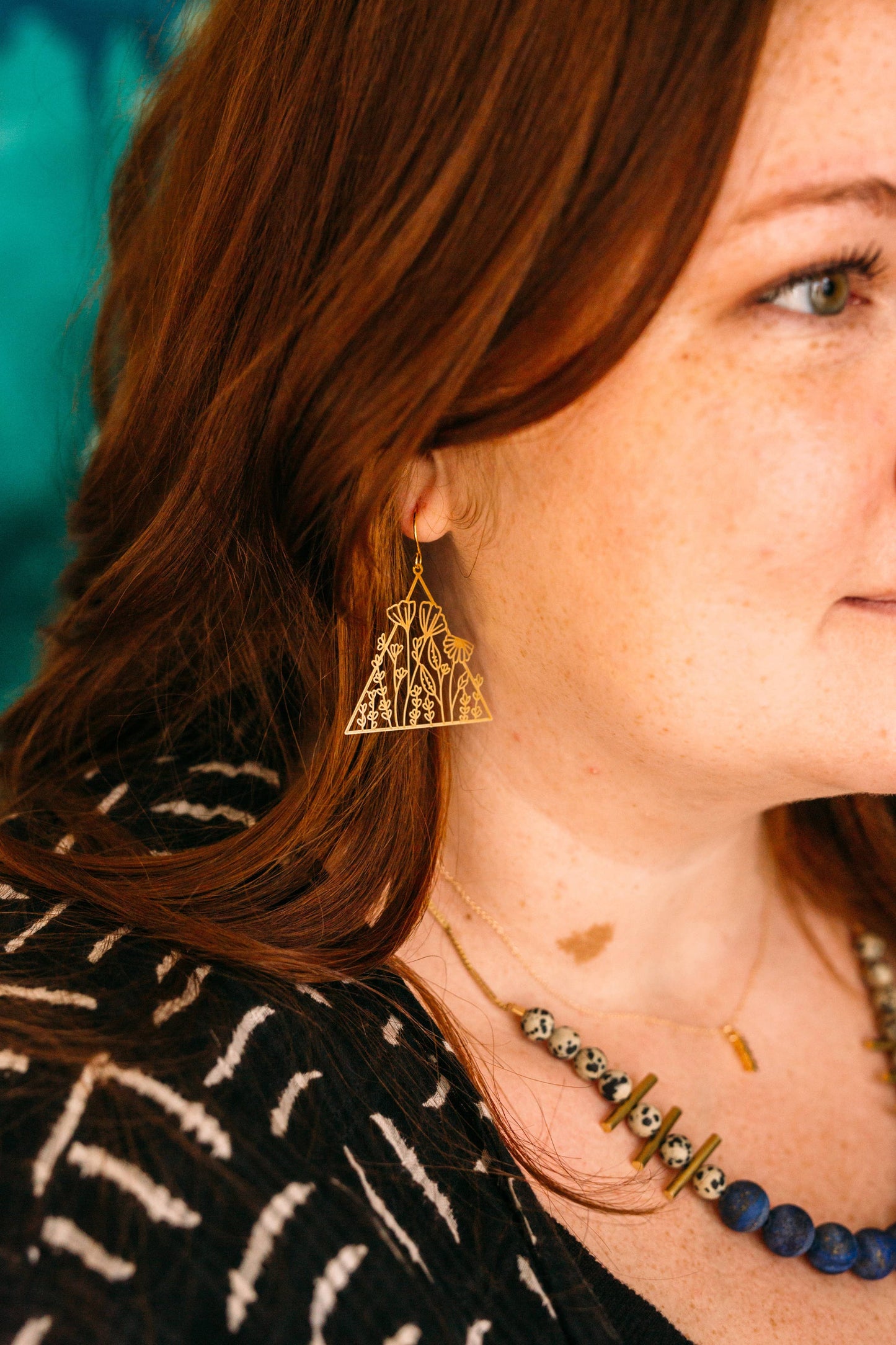 Floral Triangle Earrings