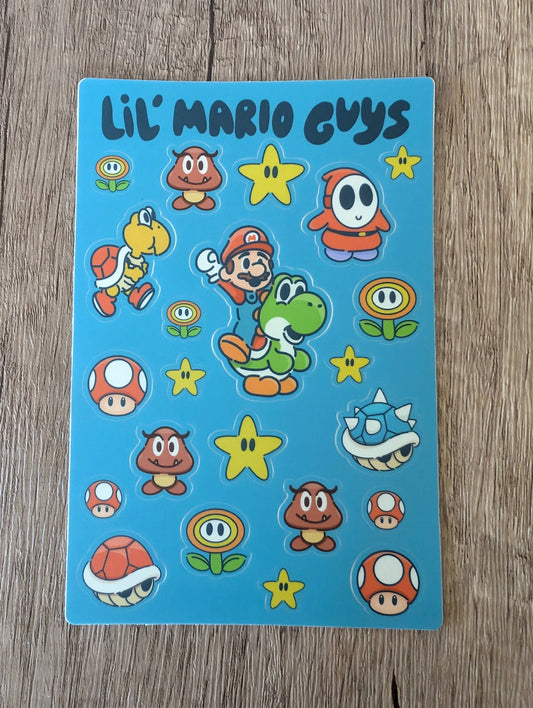 Lil Mario Guys - Cute Nintendo Vinyl Sticker Sheet