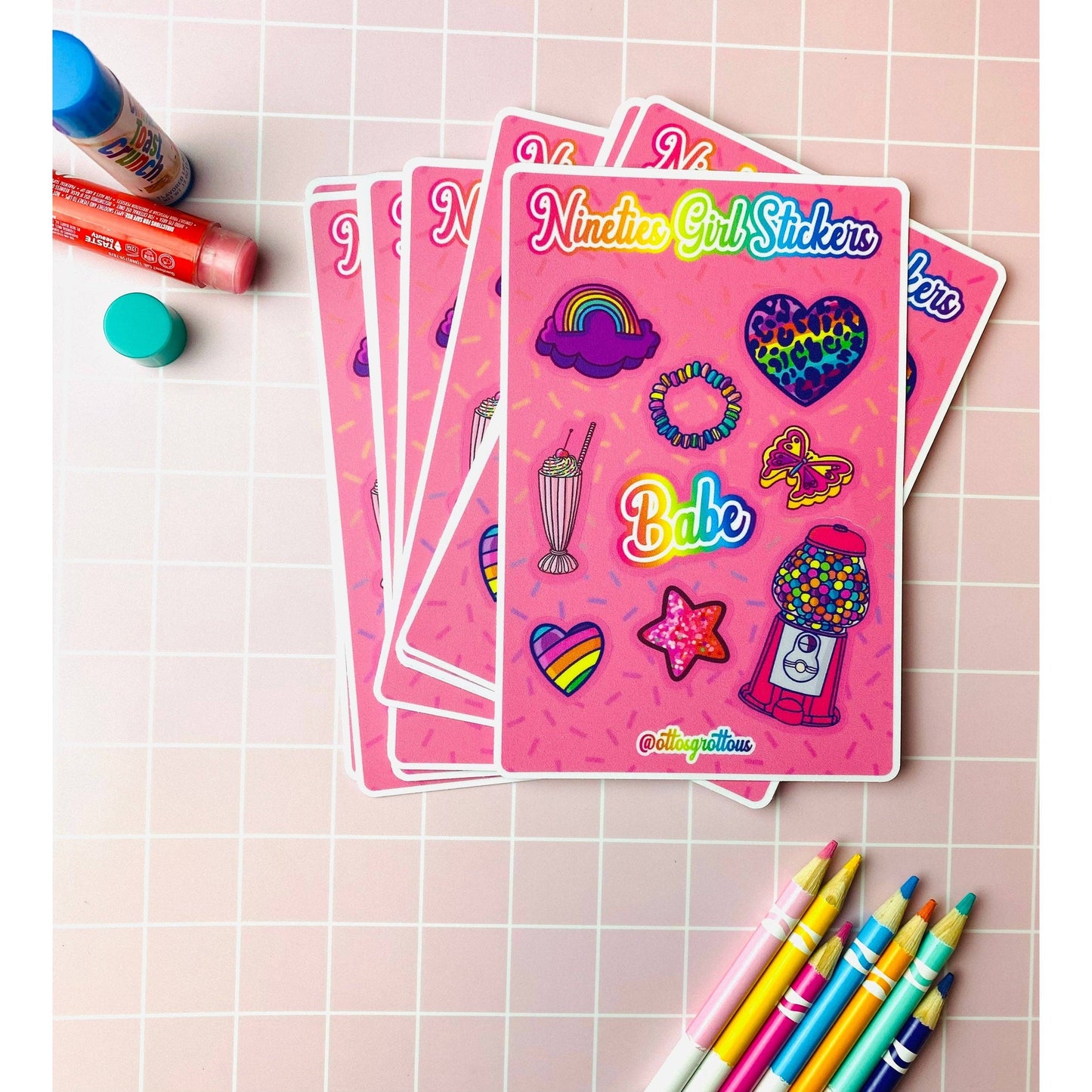 90s Retro Sticker Sheet - Nineties Girl Sticker Sheet
