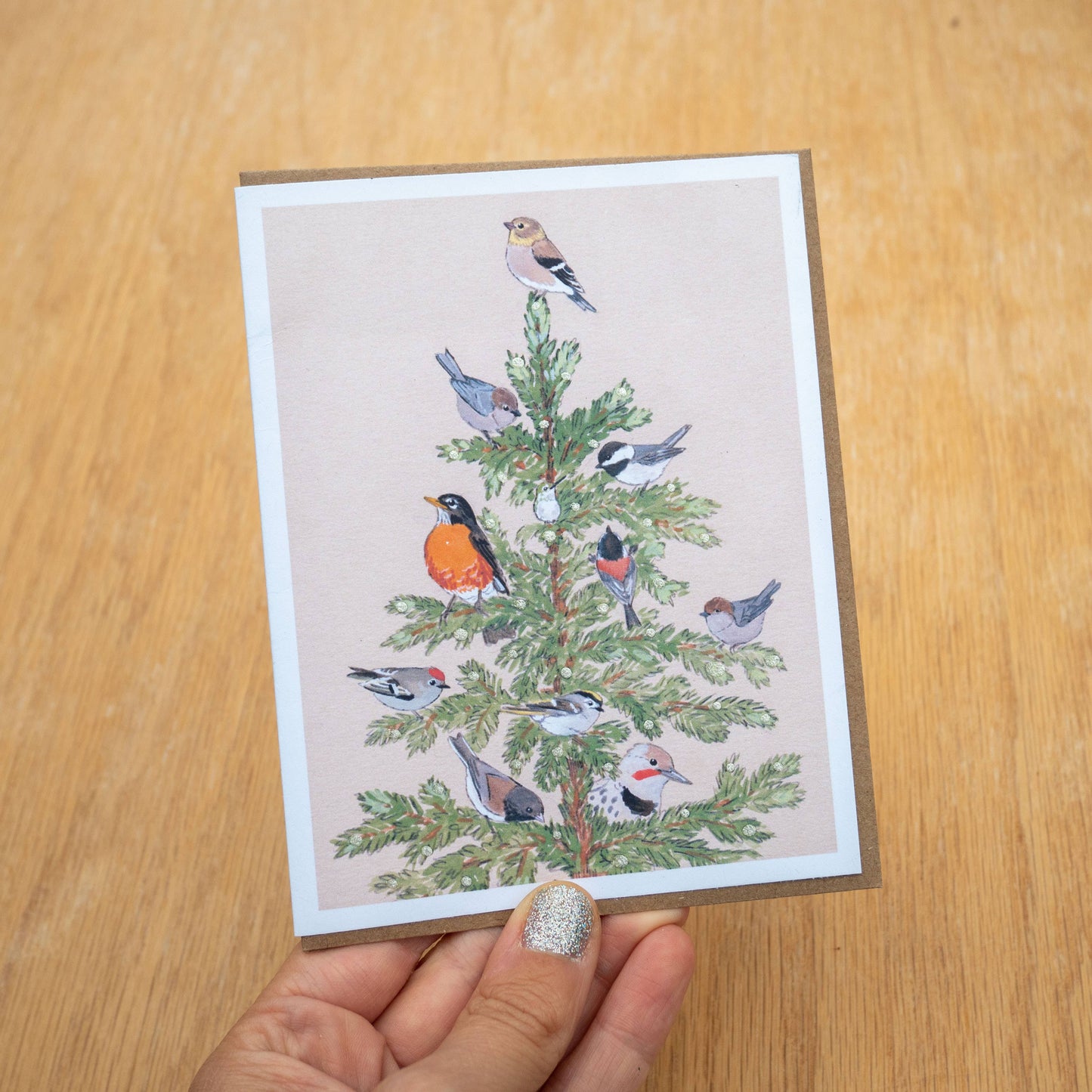 Sparkly Winter Birds Greeting Card 100% Recycled Paper