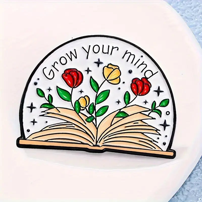 Grow Your Mind Floral Book Enamel Pin