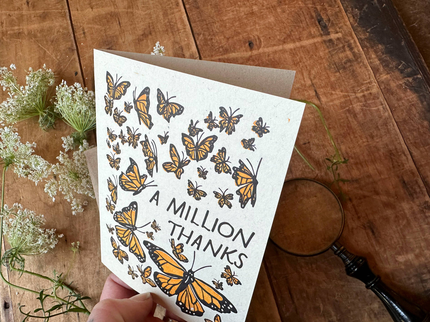 Million Thanks Butterfly Letterpress card