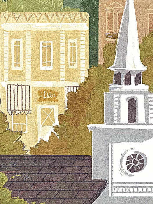 Stars Hollow Vintage Travel Poster (Blue)