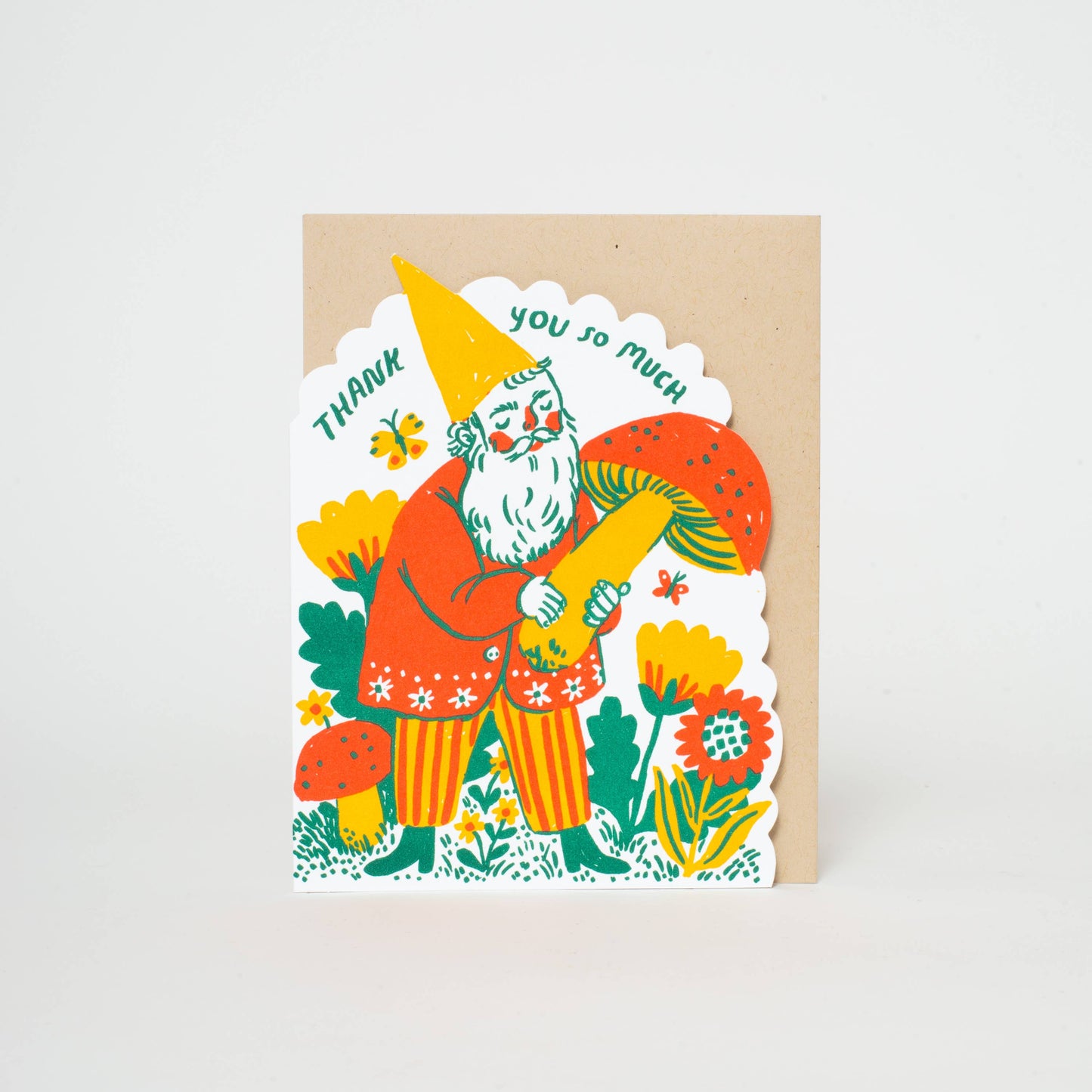 Thank You Gnome Die-cut Letterpress Greeting Card by Phoebe Wahl