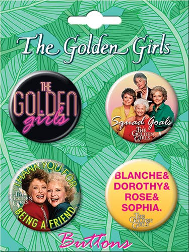 Golden Girls Button Set 1 Carded 4 Button Set