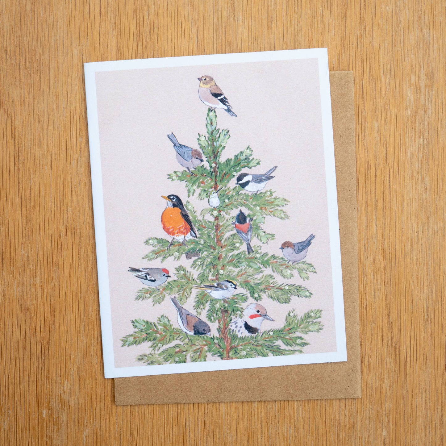 Sparkly Winter Birds Greeting Card 100% Recycled Paper