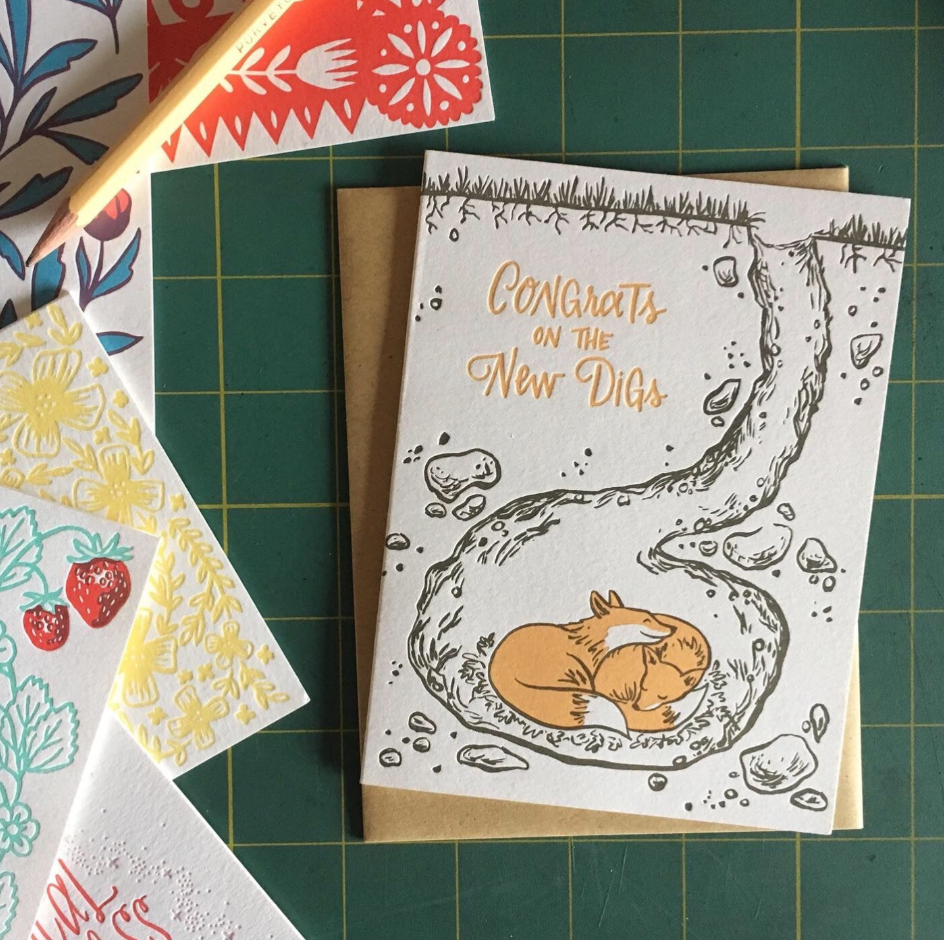 New Digs Foxes Greeting Card