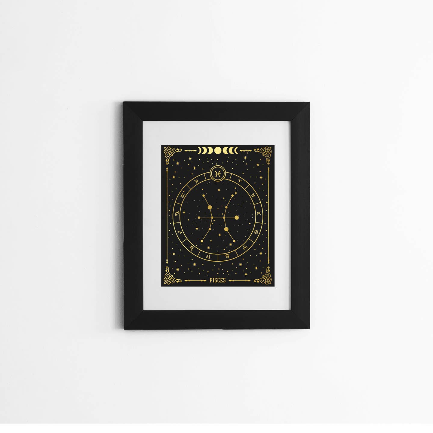 Pisces Zodiac Gold Foil Print