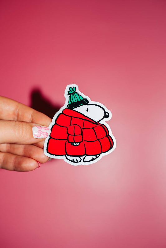 Snoopy Puffer Jacket Sticker, Peanuts Charlie Brown