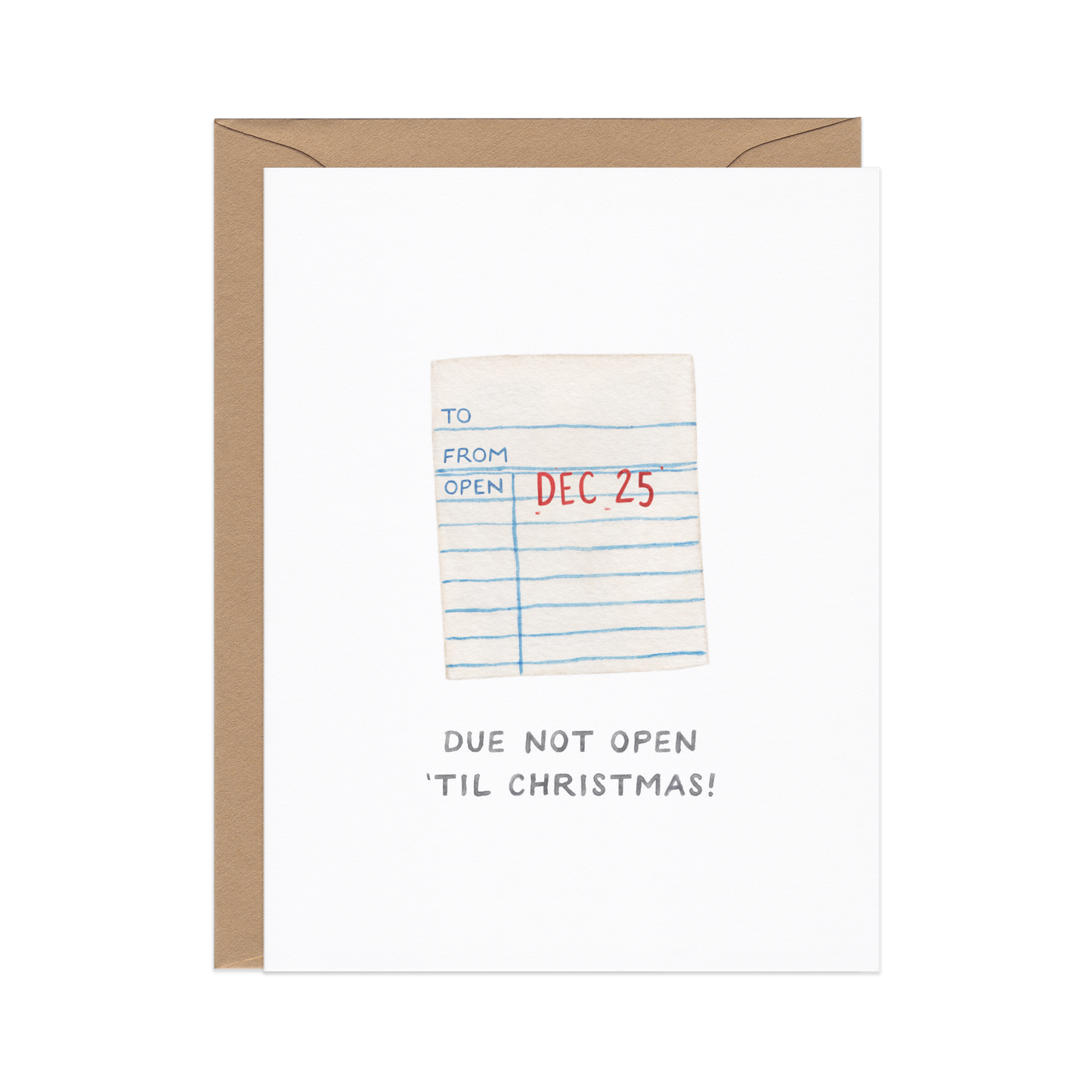 Due Not Open — Library Book Pun Christmas Card