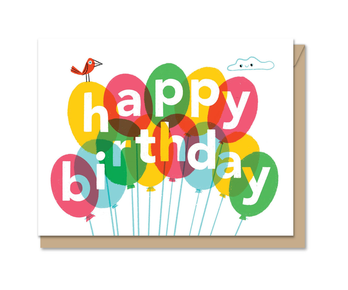 Birthday Balloon Kitty Tri-fold Greeting Card