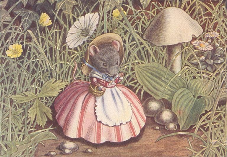 Postcard KF-850 Mouse in Dress and Bonnet