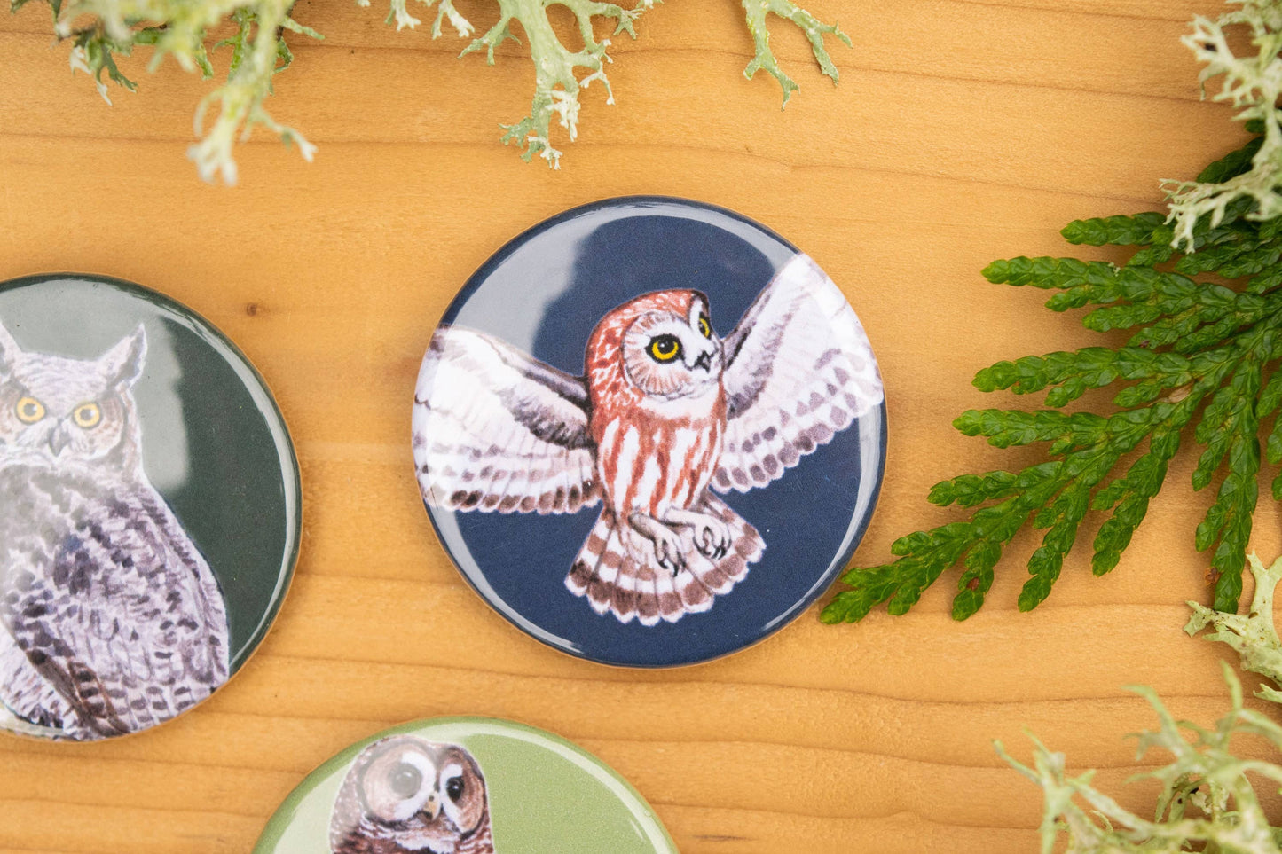 Owls 1.75" round magnets