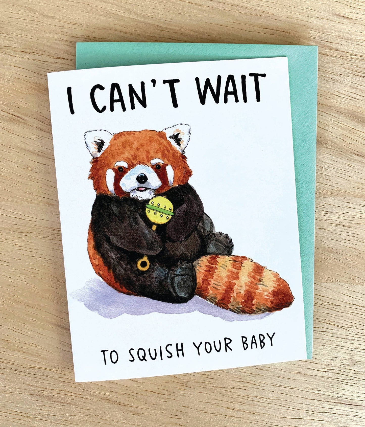 Squish Your Baby Red Panda New Baby Card