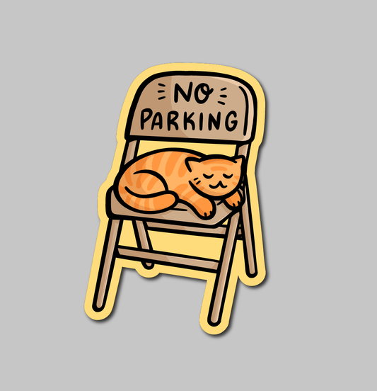 Parking Chair Cat Vinyl Sticker