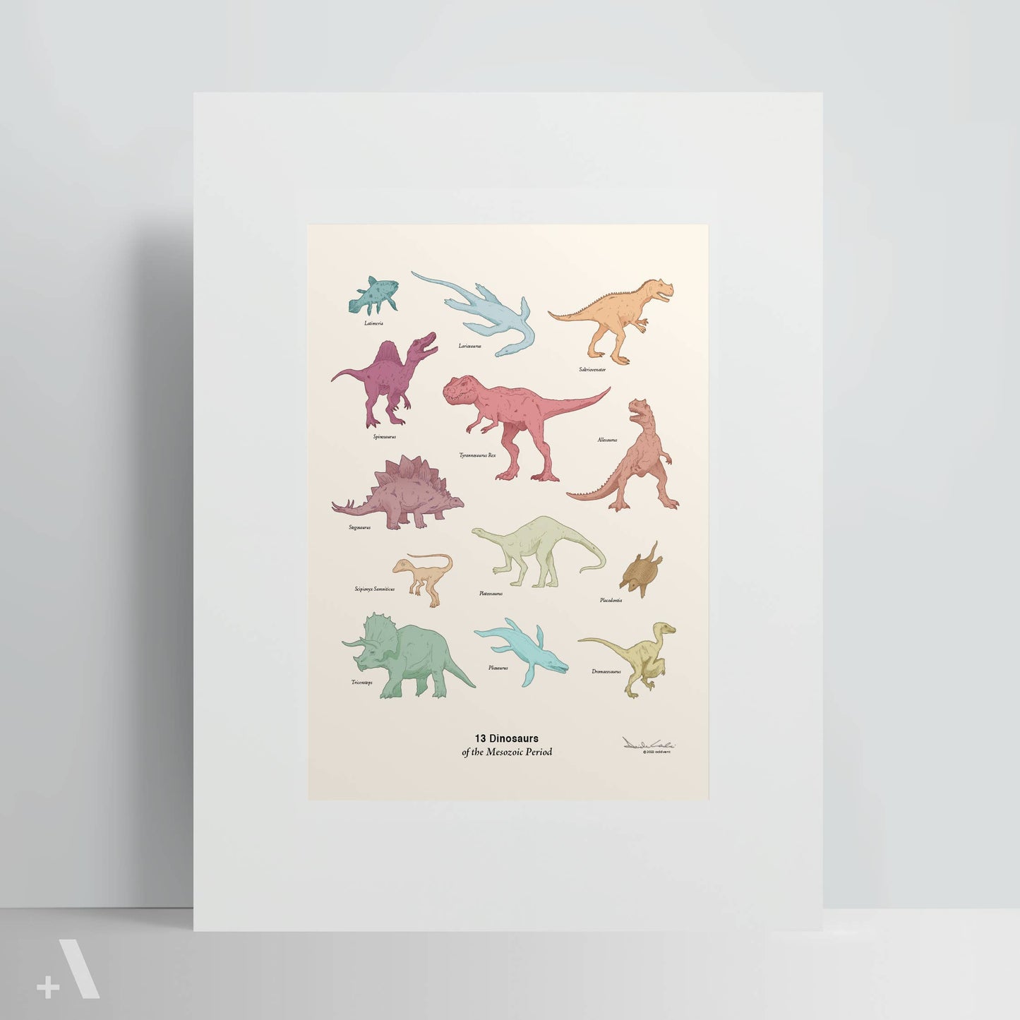 Dinosaurs of the Mesozoic Period / Poster Art Print