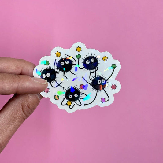 Holographic Soot Sprite Sticker / Water Resistant Sticker for Water Bottle, Hydro Flask, Yeti, Laptop, Notebook, Planner, Journal, Etc.